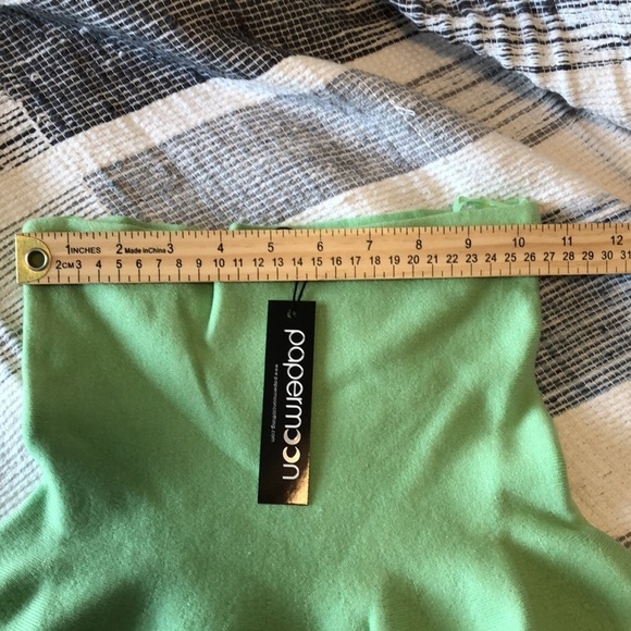 Papermoon Womens Tube Top Sz S Apple Green Peplum Knit Soft Cozy Spring Resort - Picture 3 of 4